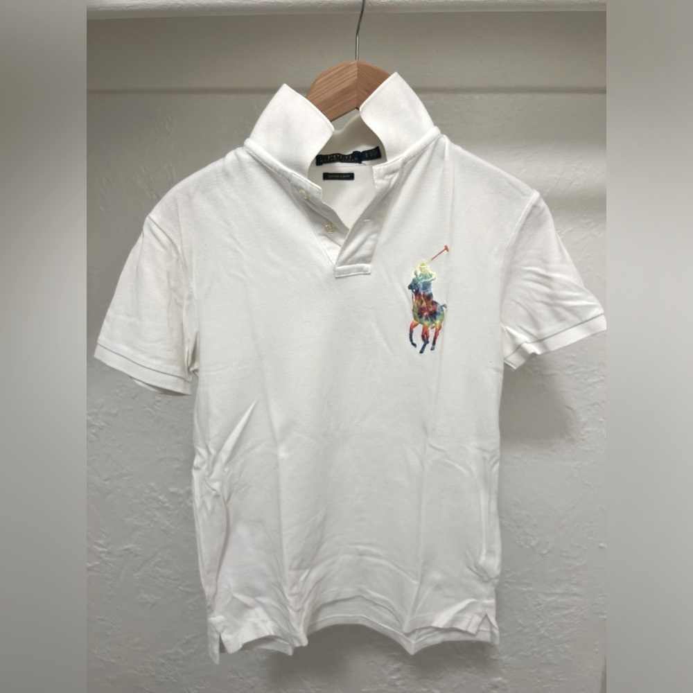 Polo Ralph Lauren Big Pony slim fit mesh short sleeve polo shirt, pristine white